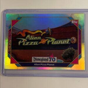 Topps Disneyland 70 Alien Pizza Planet Trading Card - Holographic Blue